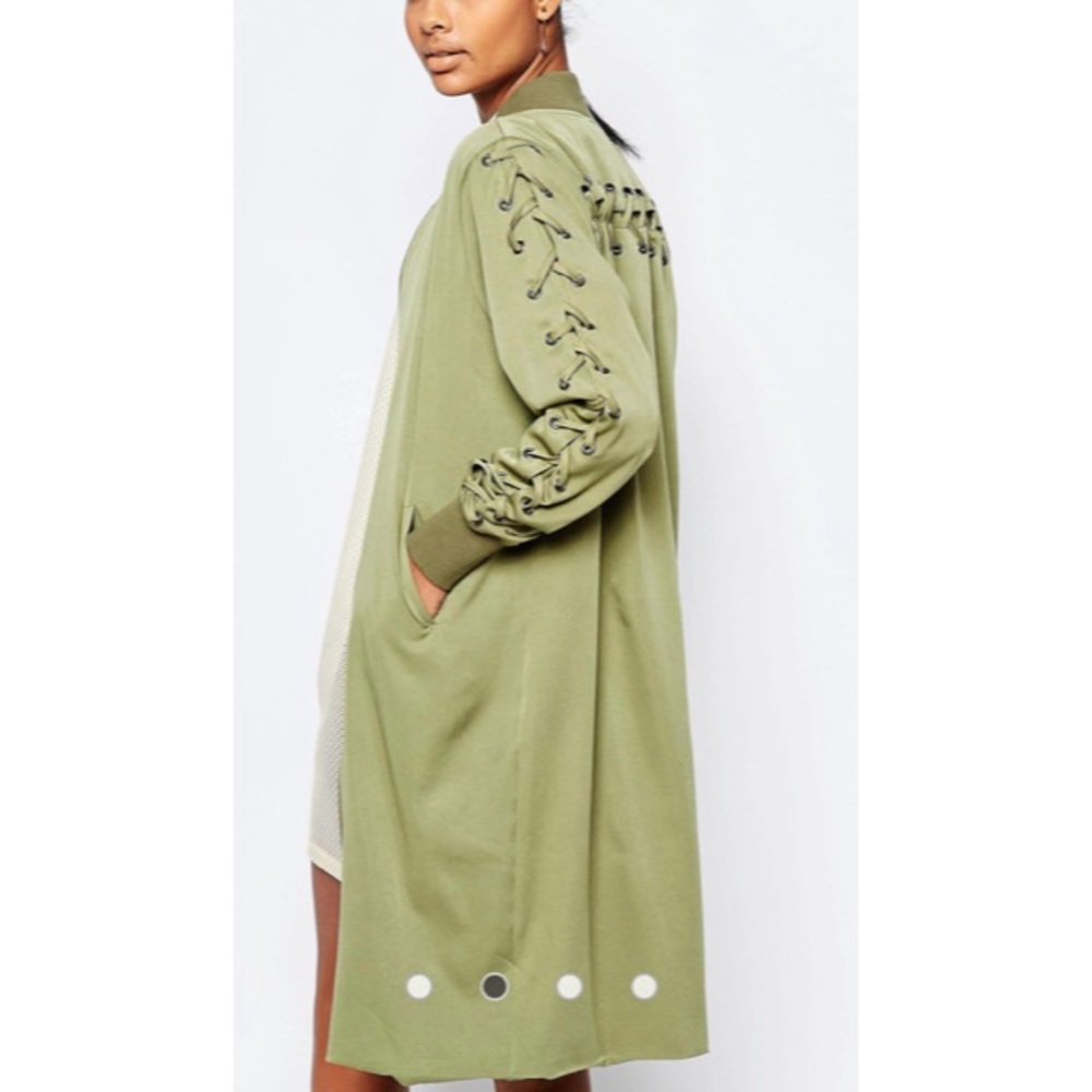 ASOS Story Of Lola Longline Bomber Jacket With Lace Up Detail size M/L